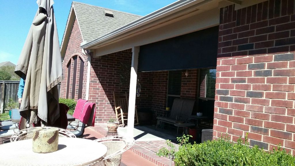 Exterior Patio Roll Shade, installed in Manor TX