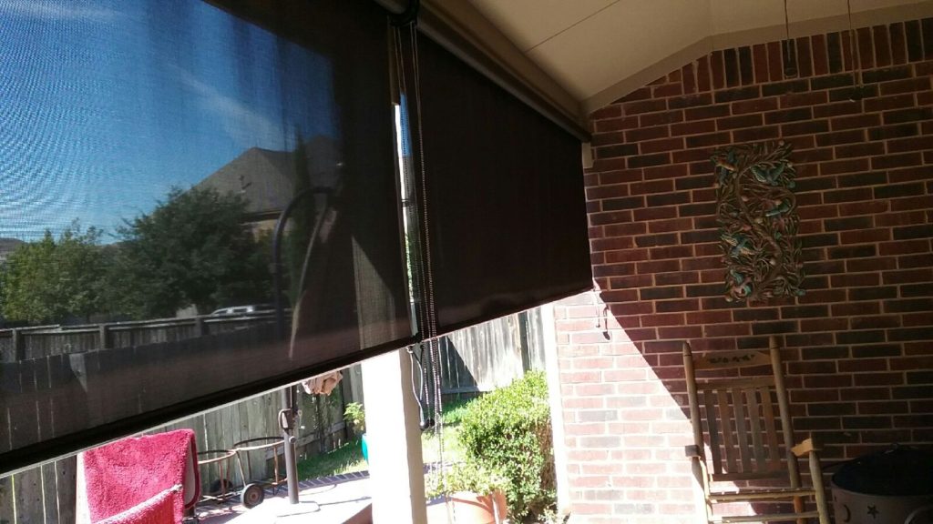 Notice the shade on the wall that these 90% exterior patio solar screen roll shade are providing. That's 90% shade. 