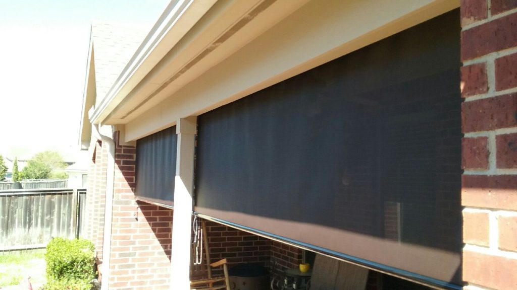 Two 10' wide 90% Austin TX Exterior Patio Roller shades. 